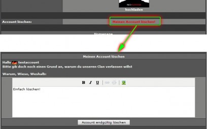Account löschen - Mod